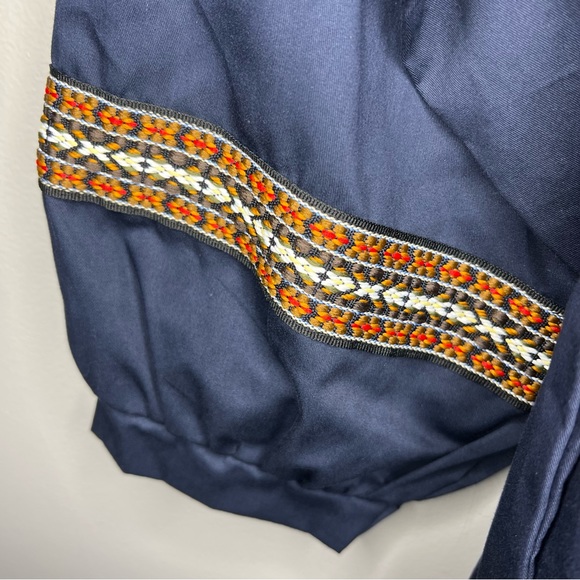 Vintage Salon Made in Korea Embroidered Ribbon Trim Puff Sleeve Dress in Blue L - Picture 6 of 6